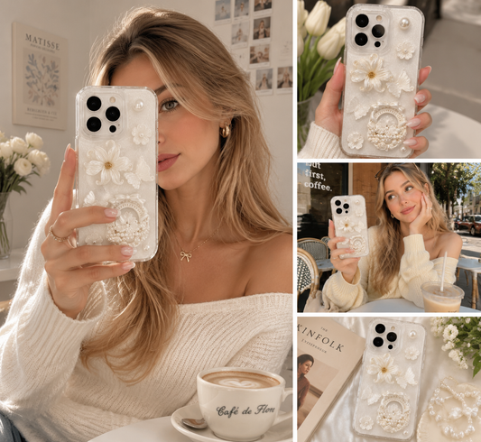 Ivory Pearl Bloom Charm Case
