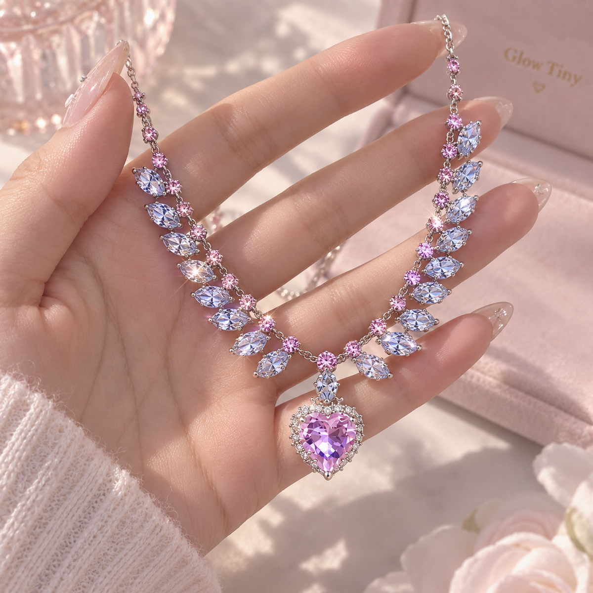 💗 Celestial Heart Crystal Necklace