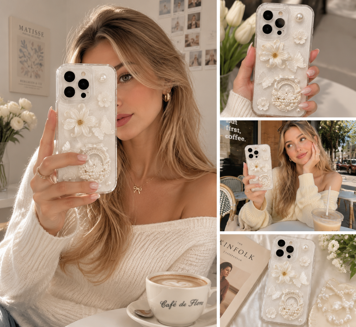 Ivory Pearl Bloom Charm Case