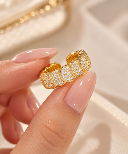 Golden Halo Pavé Ring