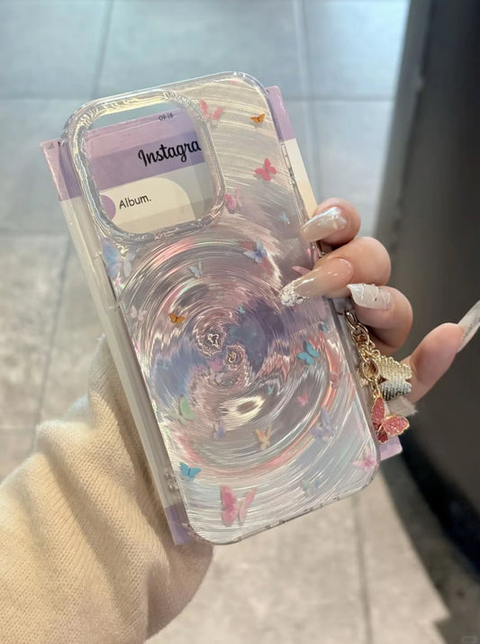 🦋 Butterfly Aura Crystal Phone Case