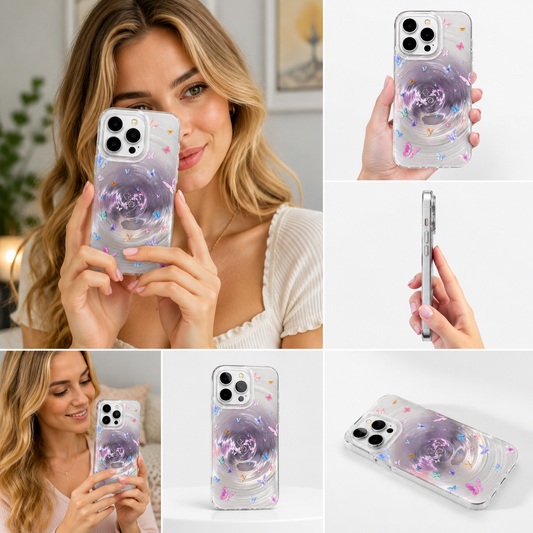 🦋 Butterfly Aura Crystal Phone Case
