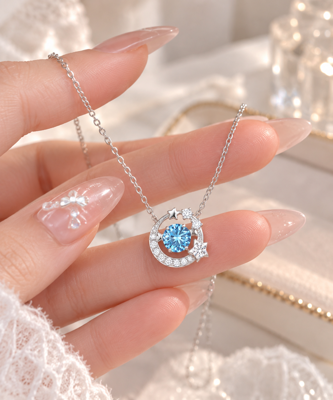Moonlit Blue Wish Necklace