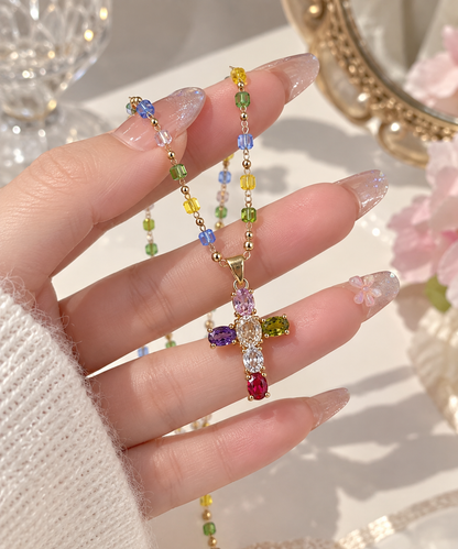 Rainbow Grace Cross Necklace