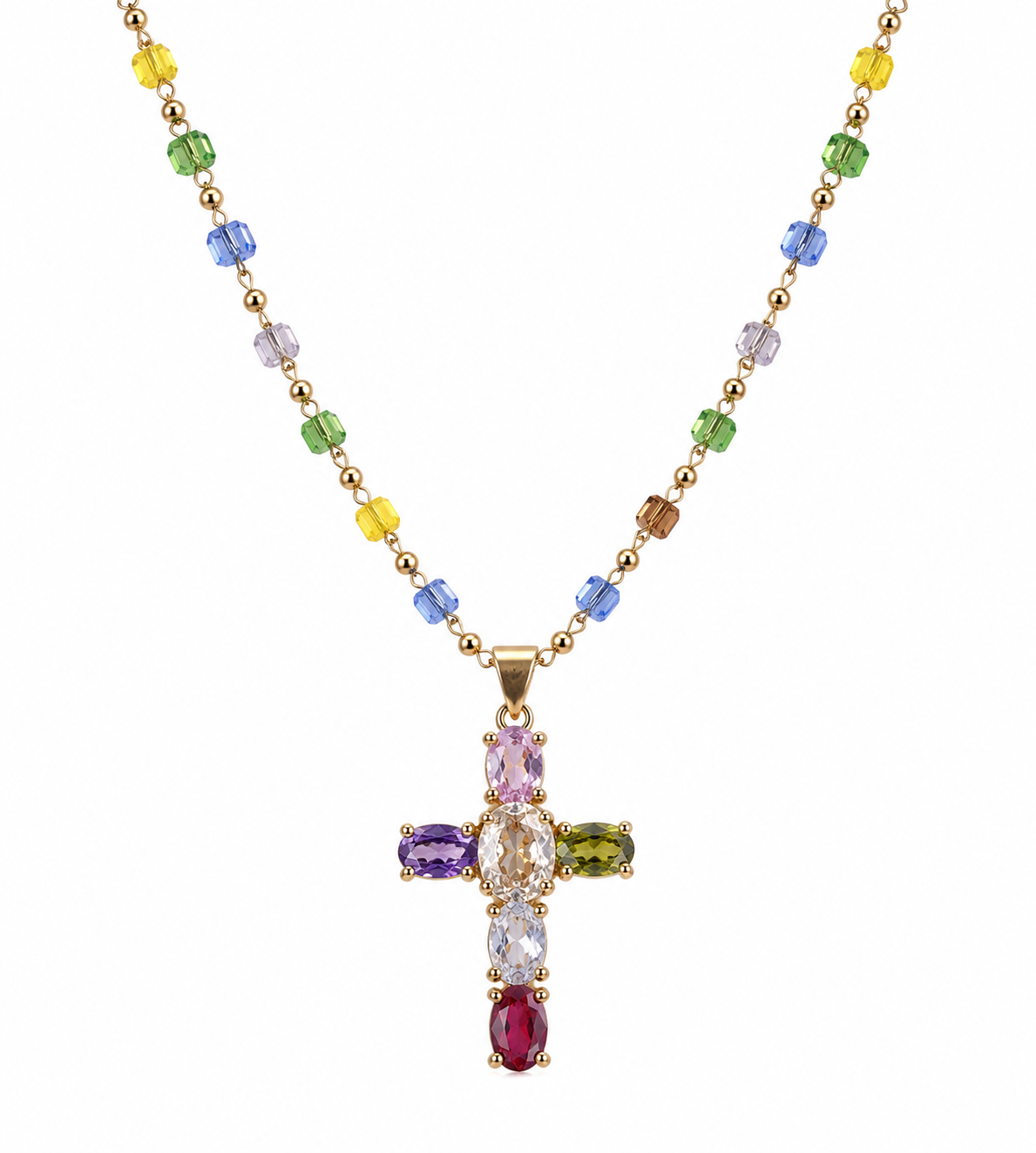 Rainbow Grace Cross Necklace