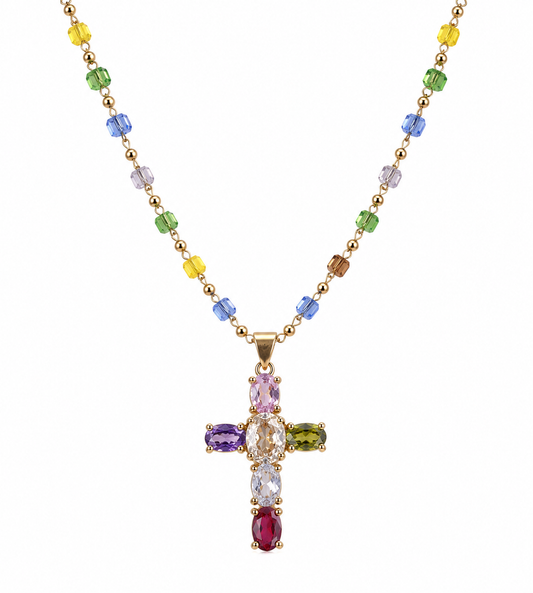 Rainbow Grace Cross Necklace