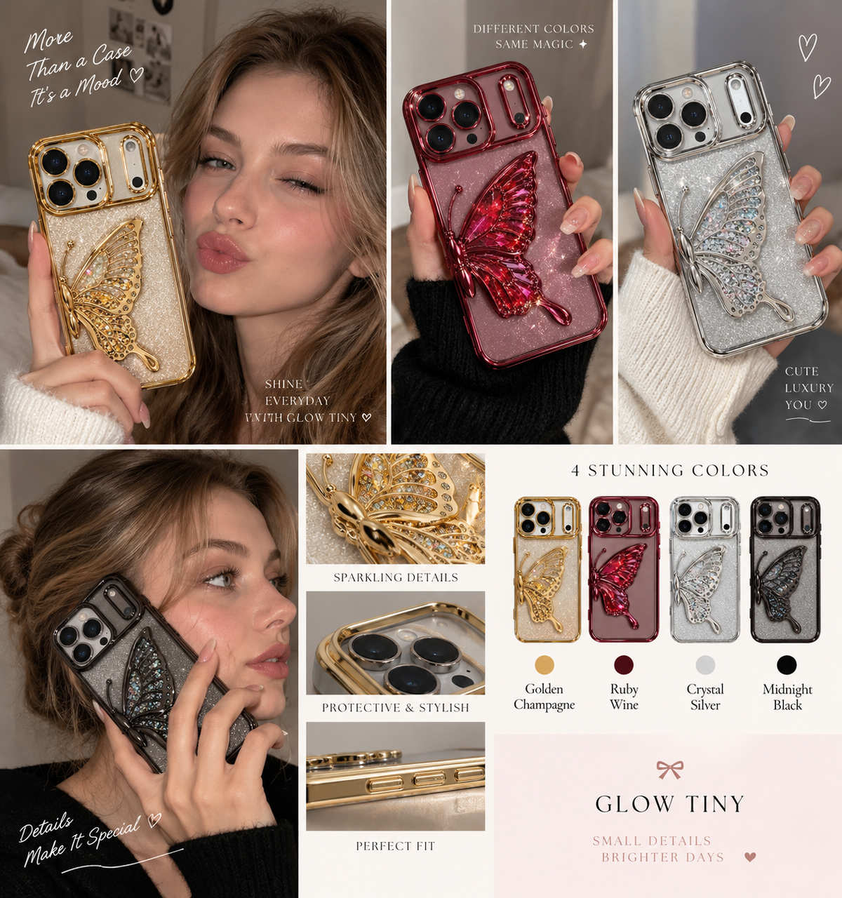 ✨ Crystal Butterfly Luxe Case