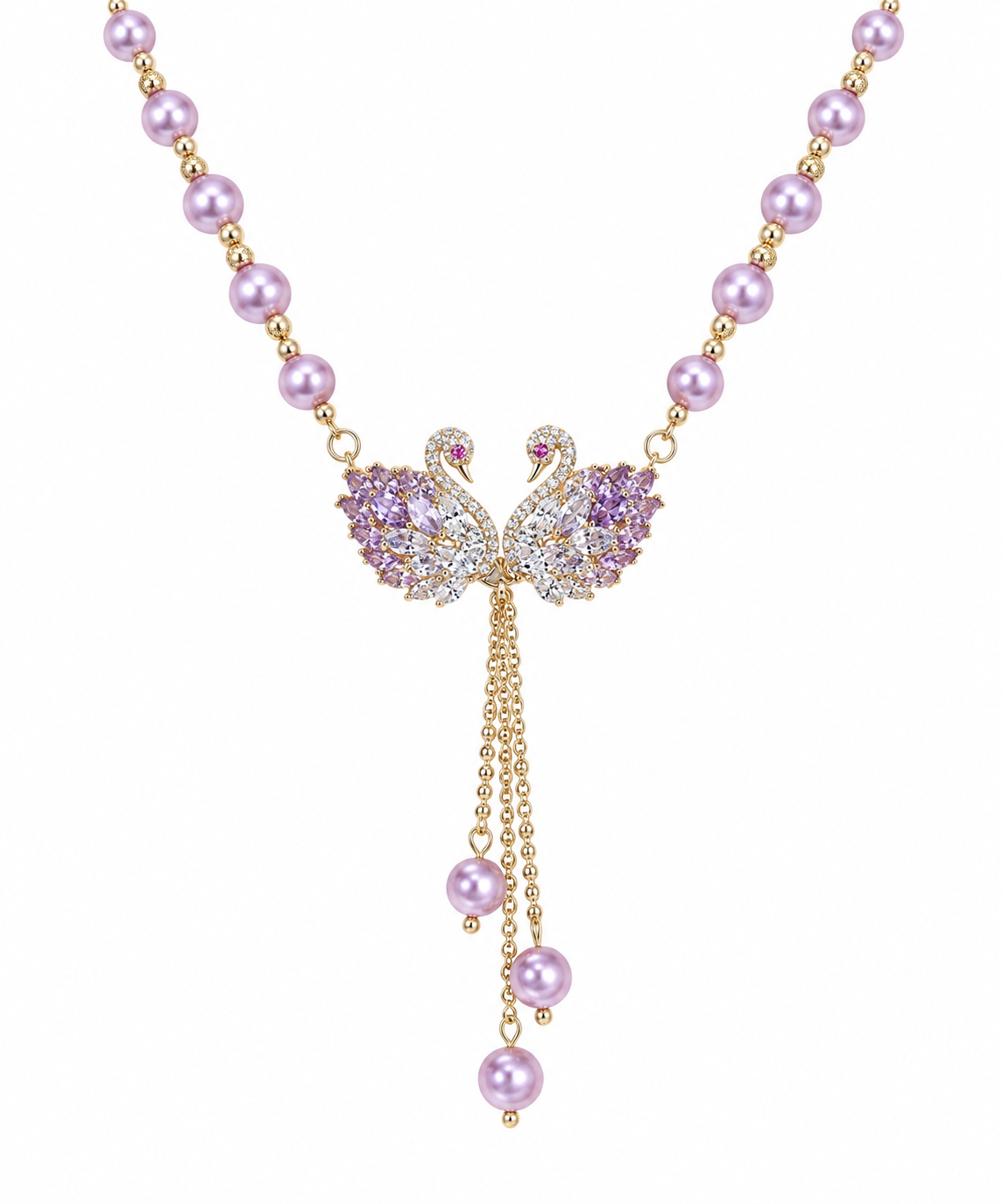 💜 Lavender Swan Pearl Necklace