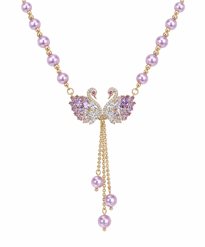 💜 Lavender Swan Pearl Necklace