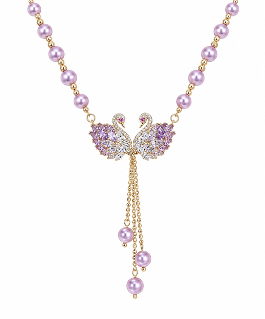 💜 Lavender Swan Pearl Necklace